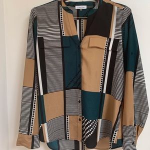 Calvin Klein Blouse Geometric Pattern.